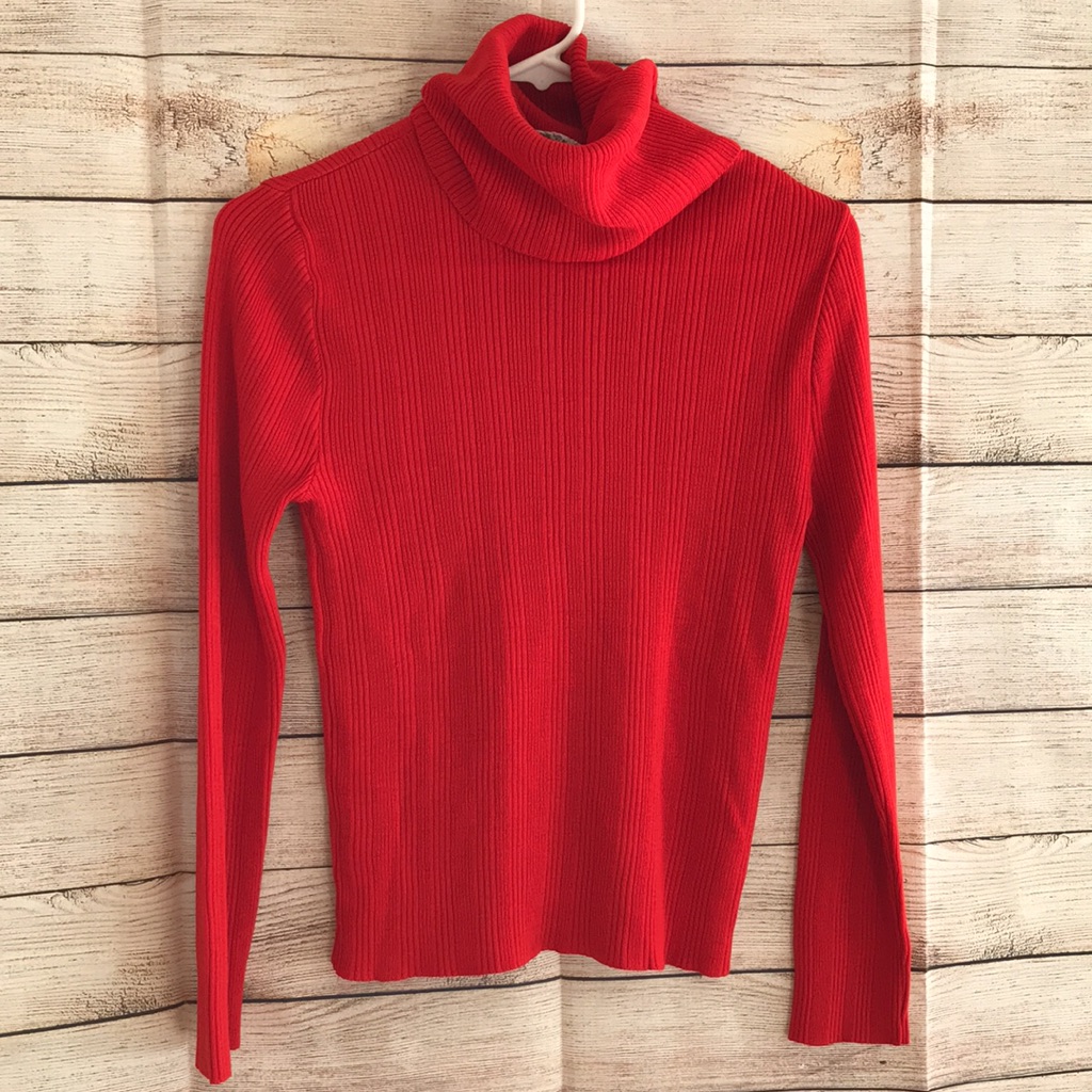 Red Ribbed Turtleneck